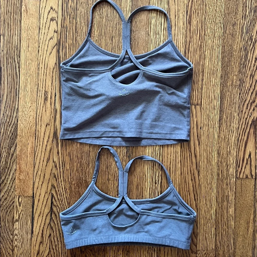 Beyond Yoga spacedye slim racerback bra & cropped tank in Brown - Picture 2 of 5